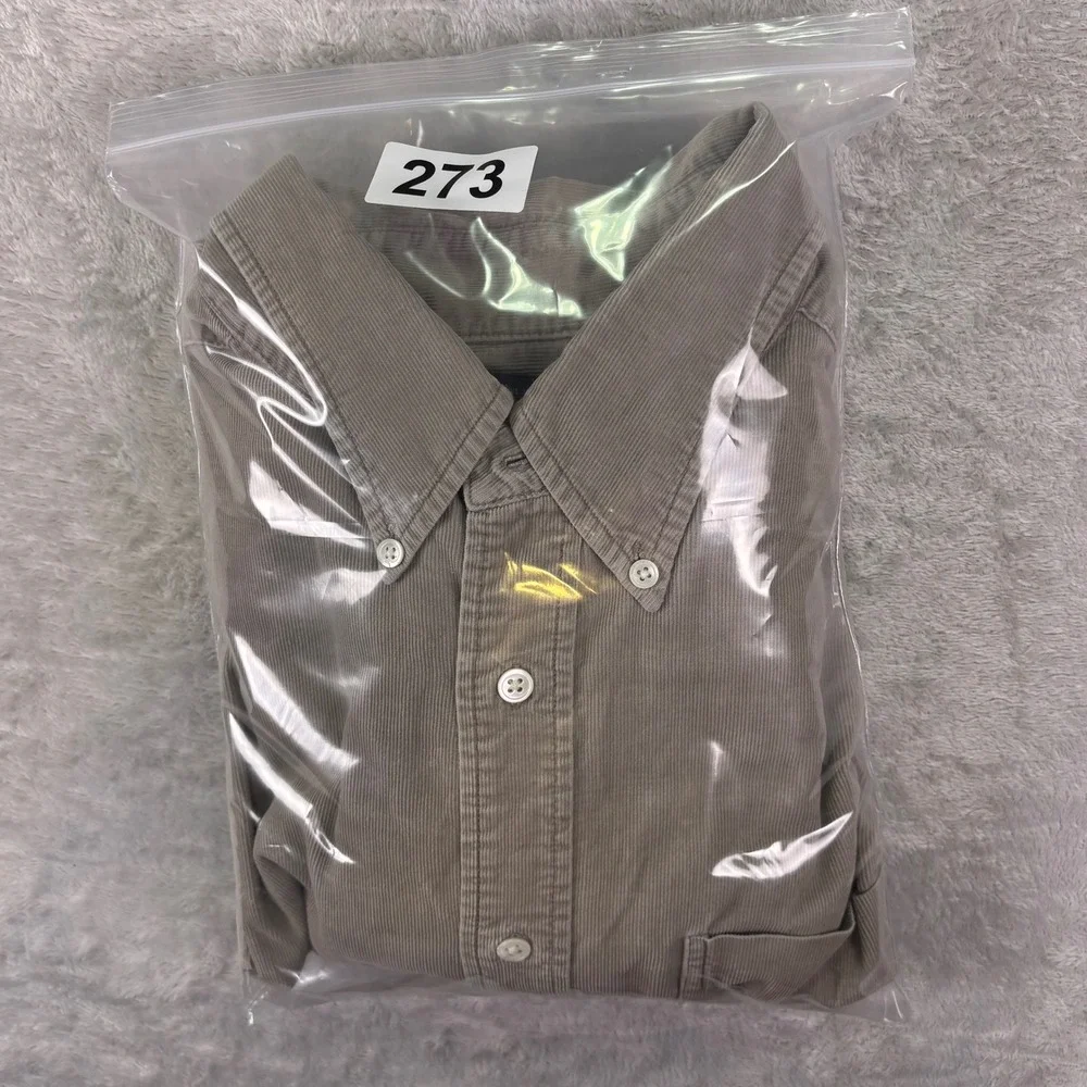 Banana Republic Men's‎ Corduroy Button Down Shirt Size XL Gray Long Sleeve